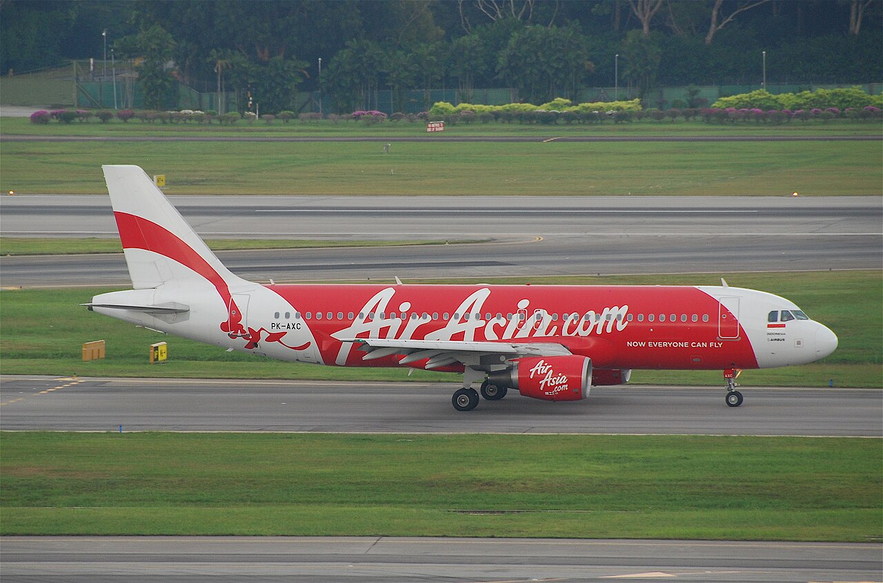 An AirAsia Airbus A320 at Singapore Changi Airport