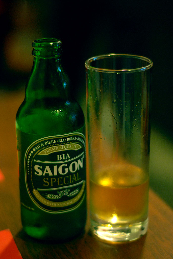 A bottle of Bia Saigon Special beer