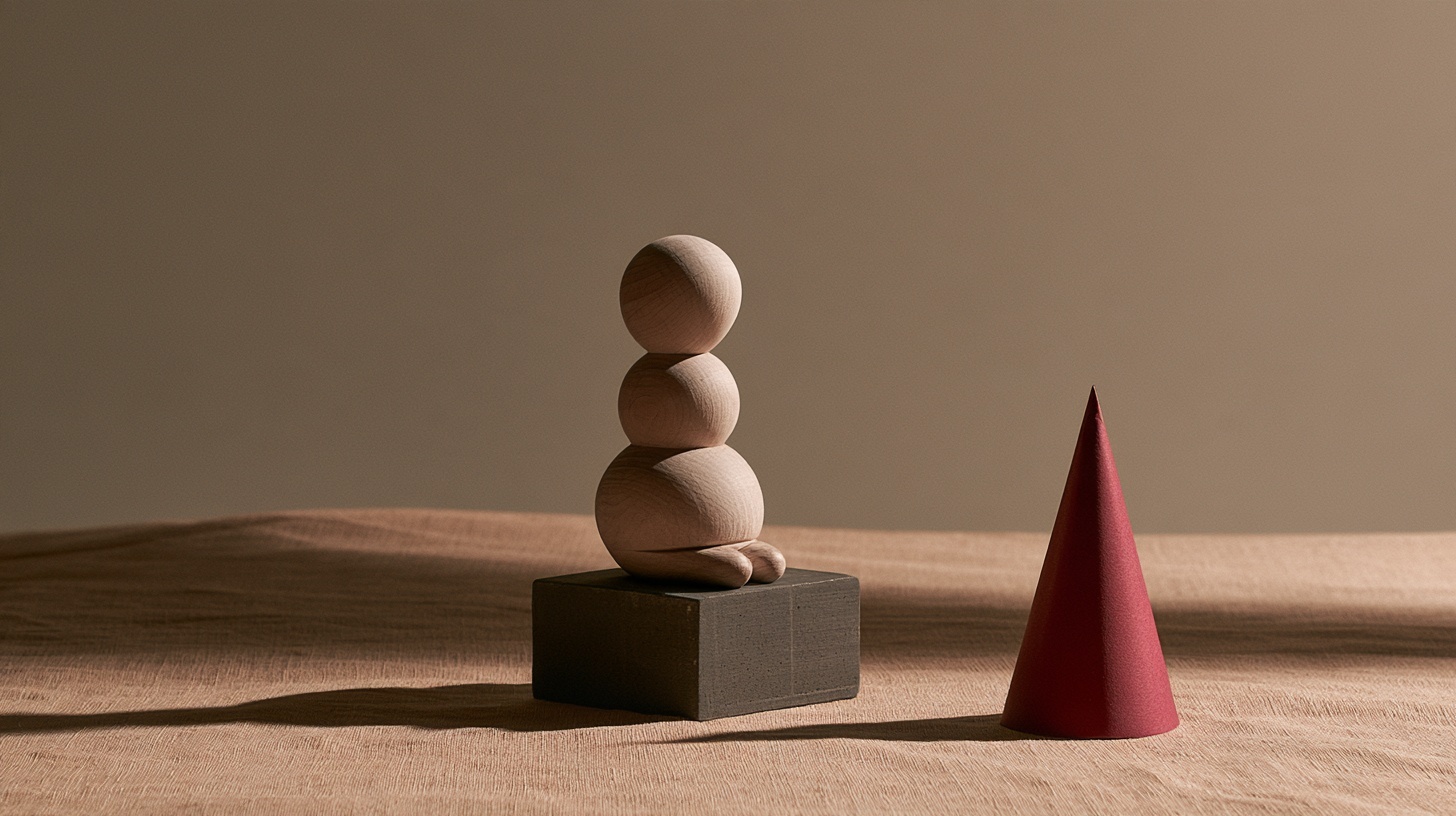 A small, faceless hand-carved wooden figure with round stacked limbs on a warm linen surface. Hero image for an article on brand mascots.