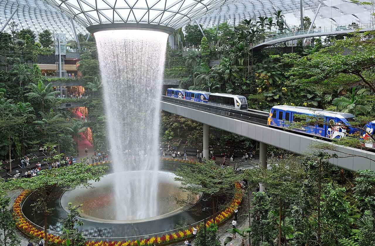 Rain Vortex waterfall inside Jewel Changi Airport