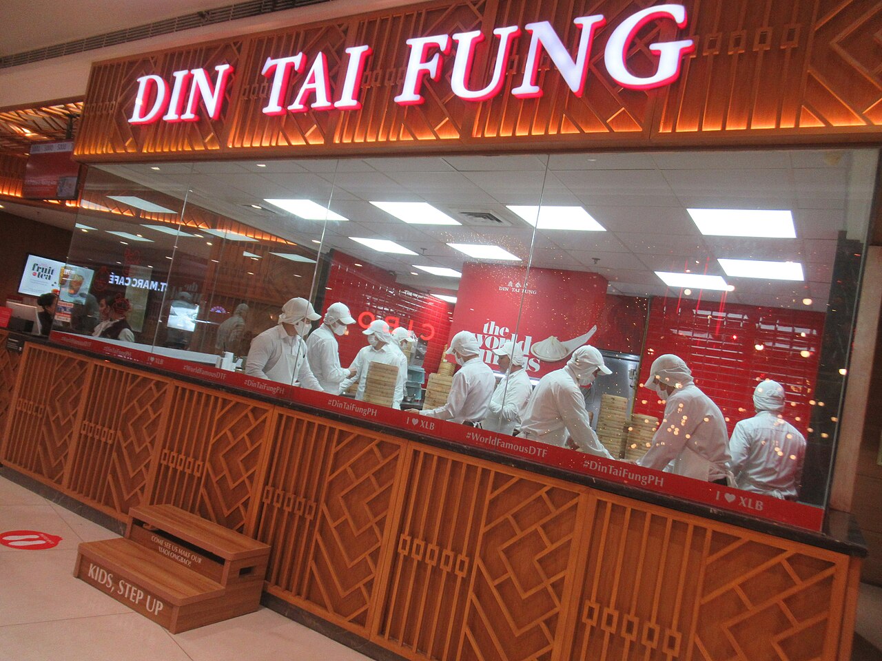 Din Tai Fung open kitchen behind glass