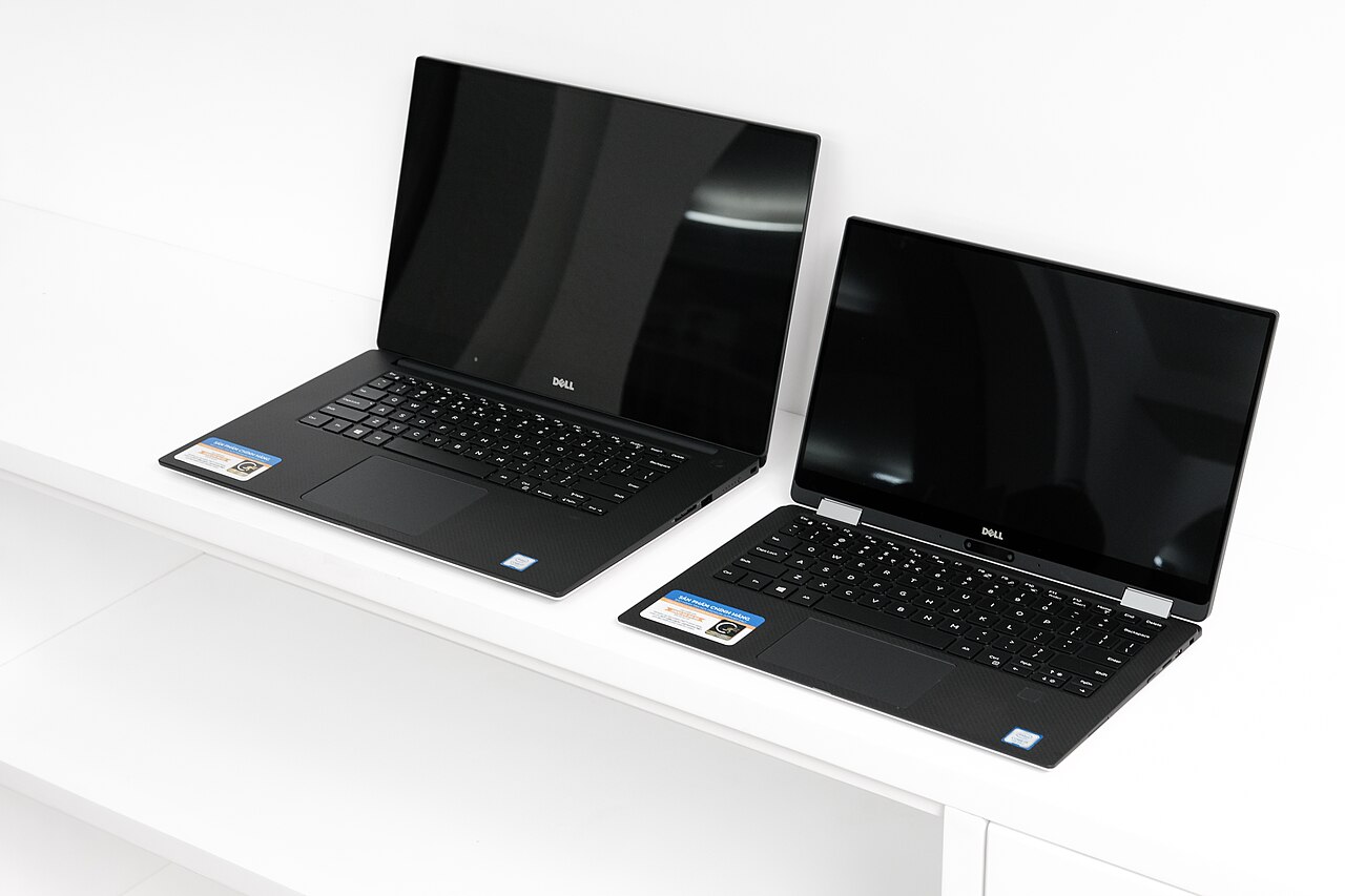 Dell XPS 13 and XPS 15 laptops on display
