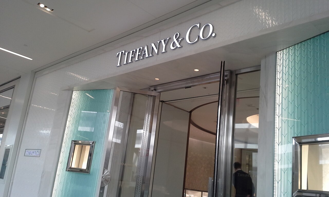 Tiffany & Co. storefront in West Edmonton Mall, with pale blue panels beside the entrance.