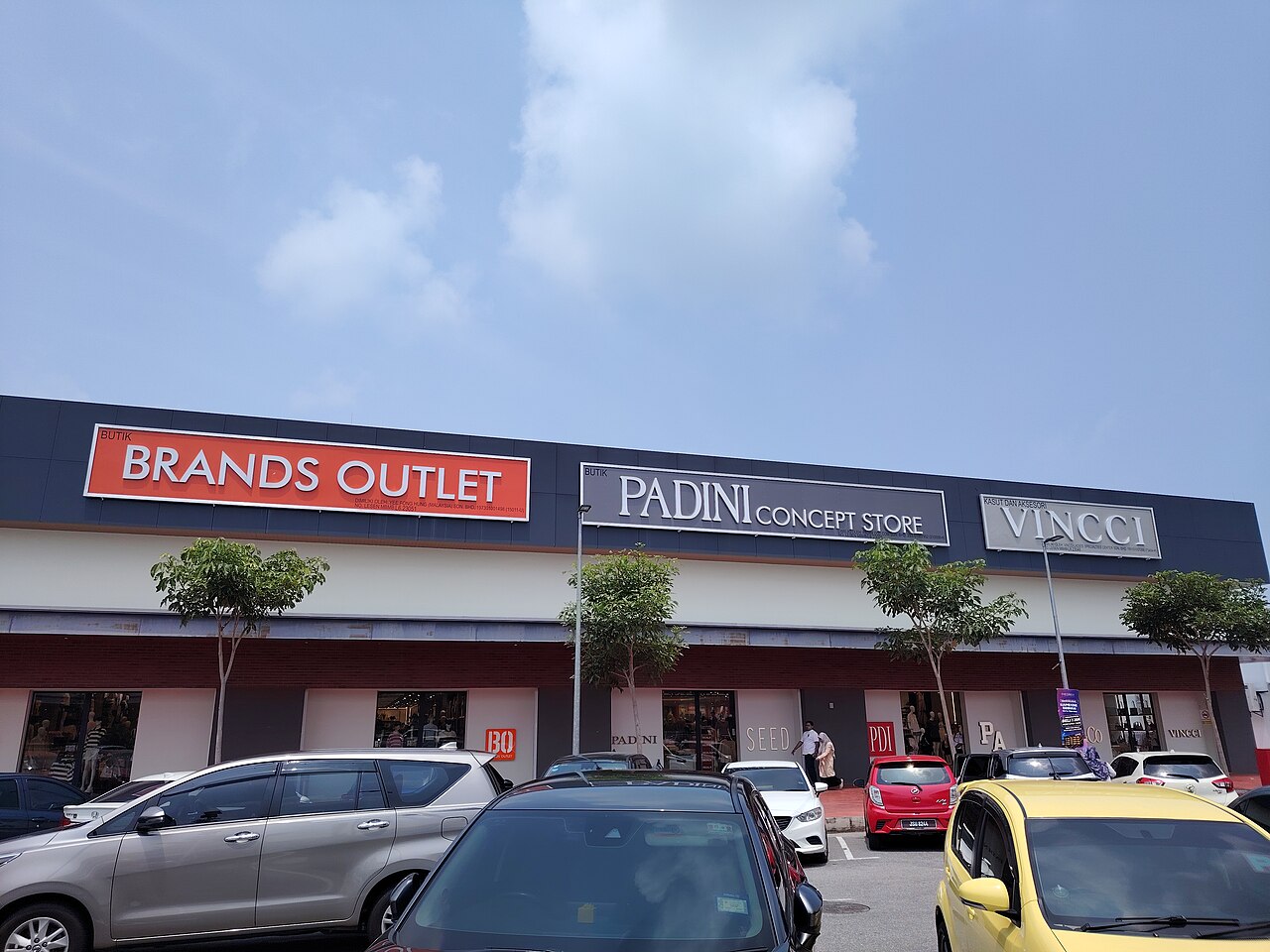 A row of Padini group stores including Brands Outlet in Klebang, Malaysia