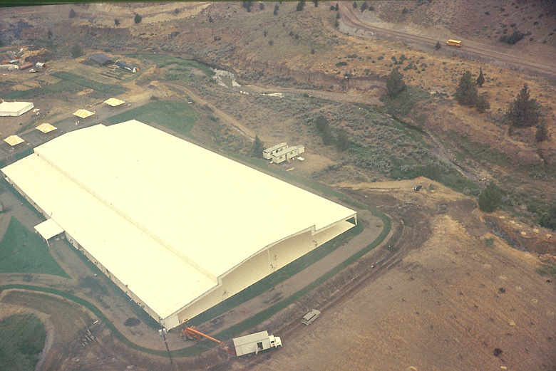 A large building at the former Rajneeshpuram site in rural Oregon