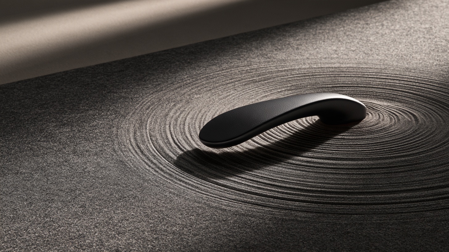 A heavy charcoal car-door handle mounted on a slab of warm grey felt. Hero image for an article on sound branding.