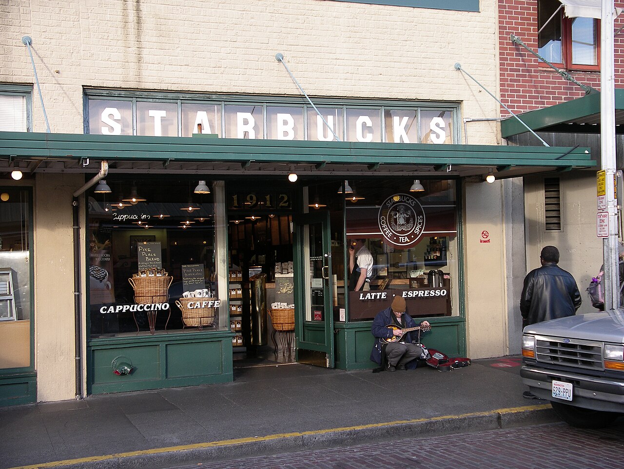 A Starbucks shopfront with its brown signage