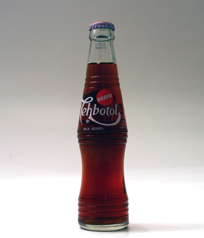 A glass bottle of Teh Botol Sosro