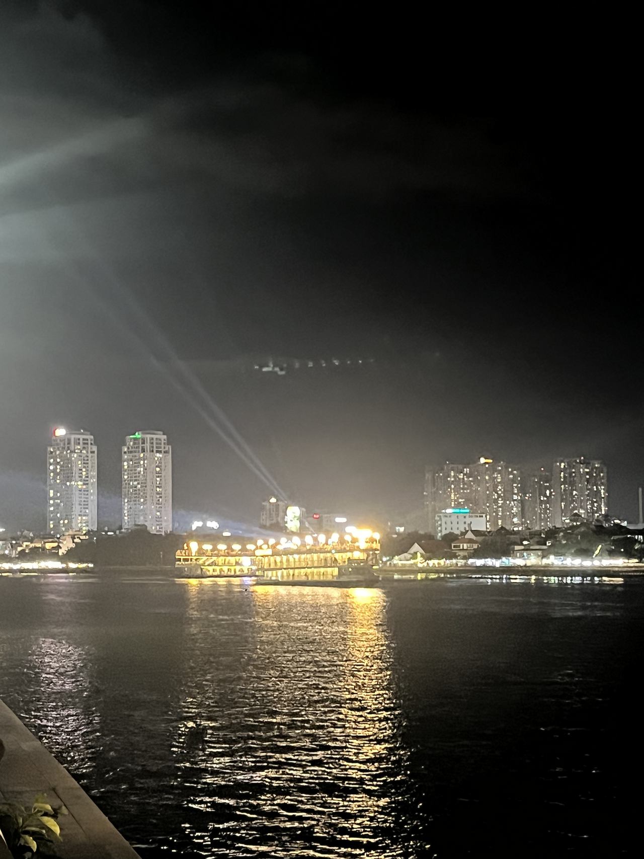 The Vinhomes Central Park towers at night in Ho Chi Minh City